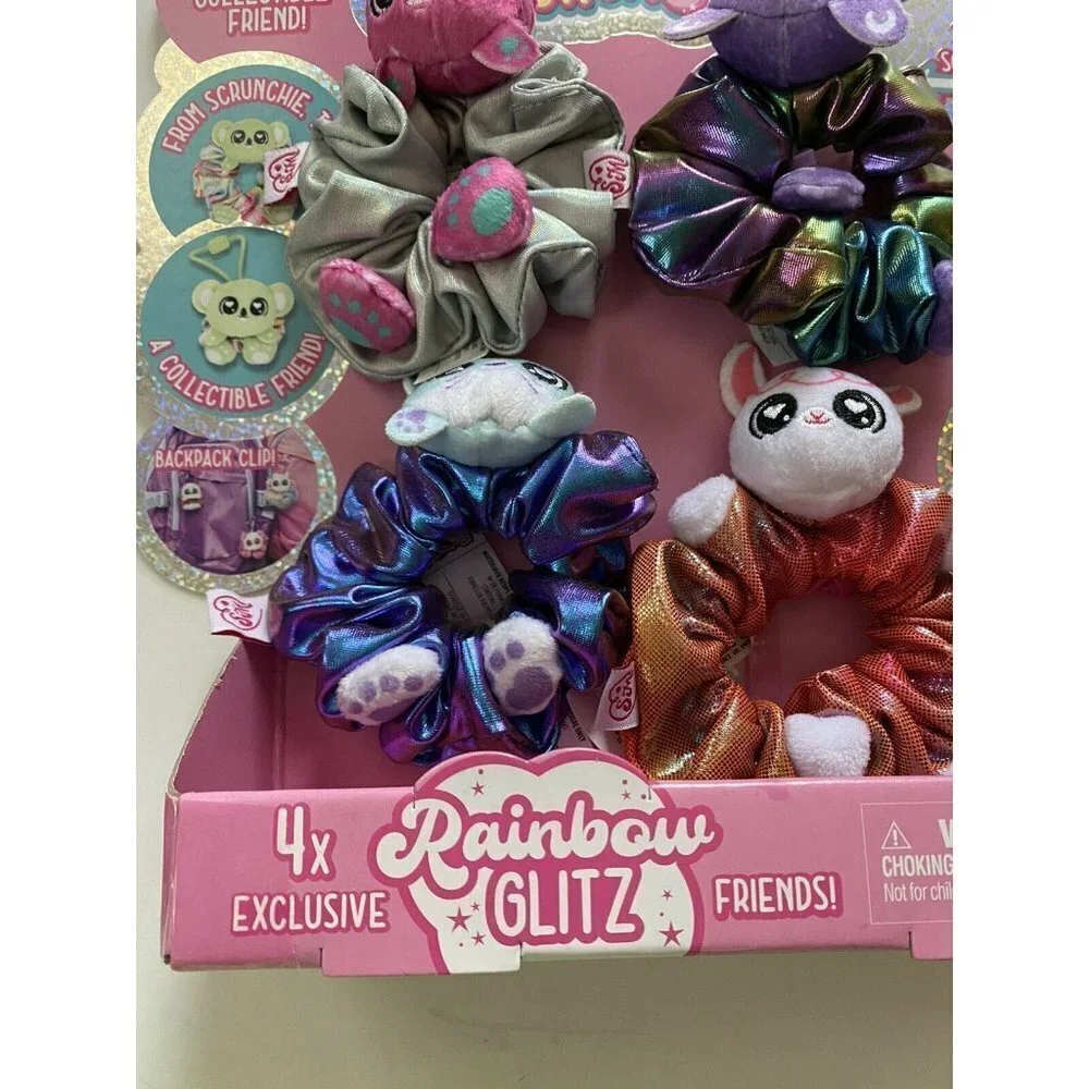 Scrunchmiez Rainbow Glitz 4 Pack Truffle Howl Poppy Mayble Hair Scrunchies Clip
